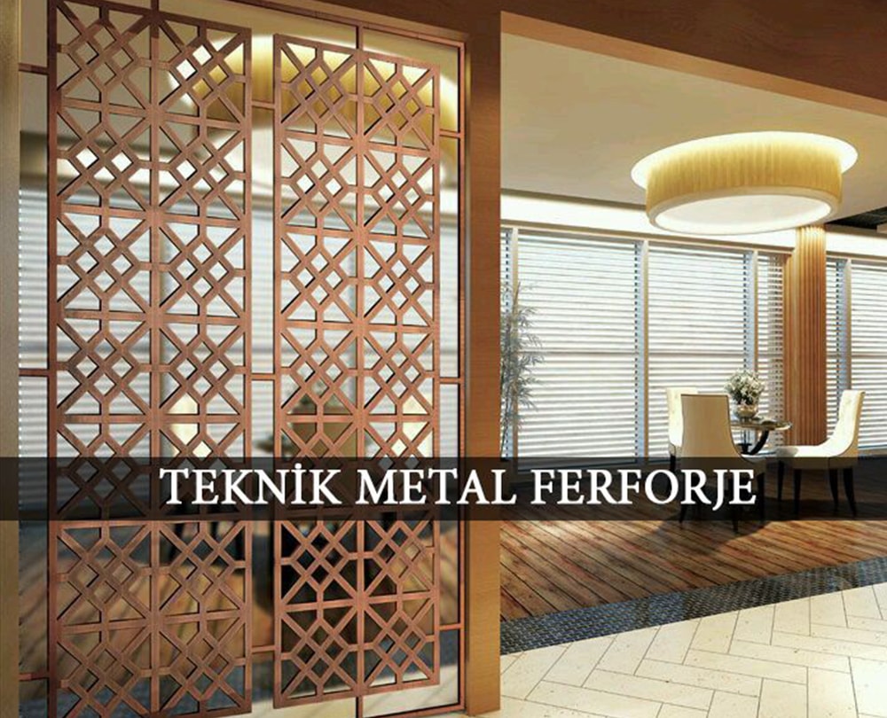 LAZER KESİM BAKIR ESKİTME BOYALI MODERN PARAVAN
